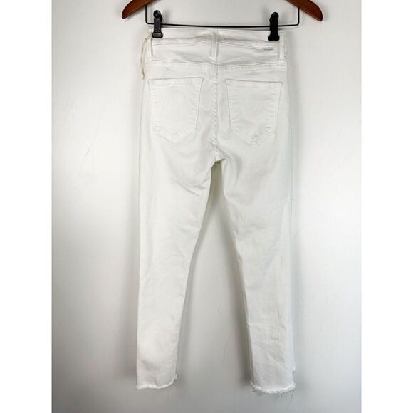 MOTHER Sz 24 The Insider Crop Step Fray Fairest White Straight Leg Jeans - Picture 6 of 11